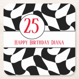 svartvit vågigt, pappra tallrikar underlägg papper kvadrat