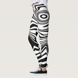 Svartvit Vågigt stripe-lackade lager eller Välj Fä Leggings