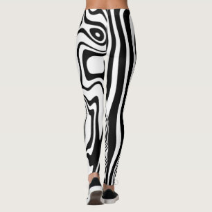 Svartvit Vågigt stripe-lackade skinn eller Välj Fä Leggings