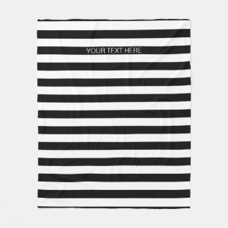 Svartvit Vågrät Preppy Rand Namn Monogram Fleecefilt