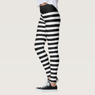 Svartvit vågrät rand Gothic zebra Leggings