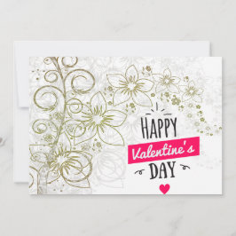 Svartvit Valentine Blommart Julkort