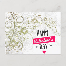 Svartvit Valentine Blommart Vykort