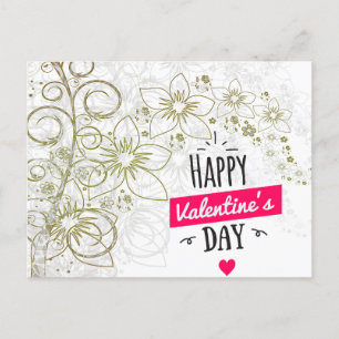 Svartvit Valentine Blommart Vykort