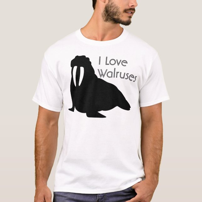 Svartvit valrossutslagsplats tee shirt (Framsida)