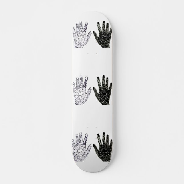 Svartvit Vänskap Händer Mini Skateboard Bräda 18,5 Cm (Framsida)