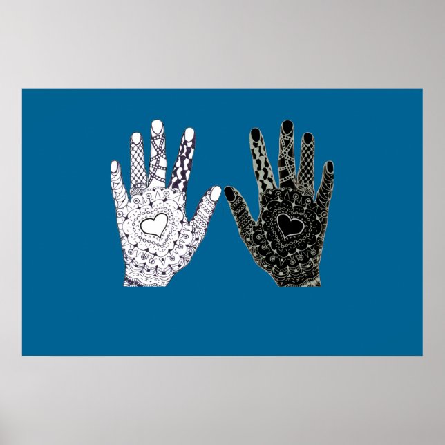 Svartvit Vänskap Händer Poster (Framsidan)