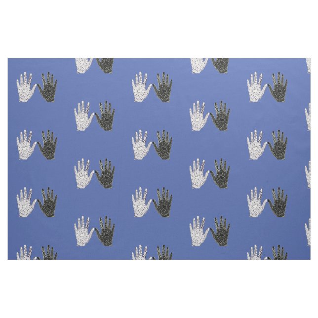 Svartvit Vänskap Händer Tyg (Fat Quarter)