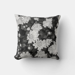 Svartvit Vår blommor Dekorativ kudde