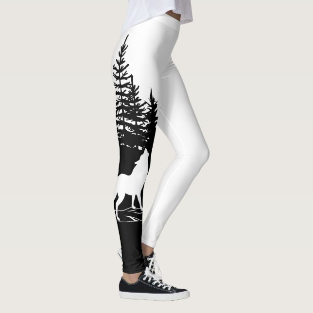 Svartvit Varg, design Leggings (Höger)