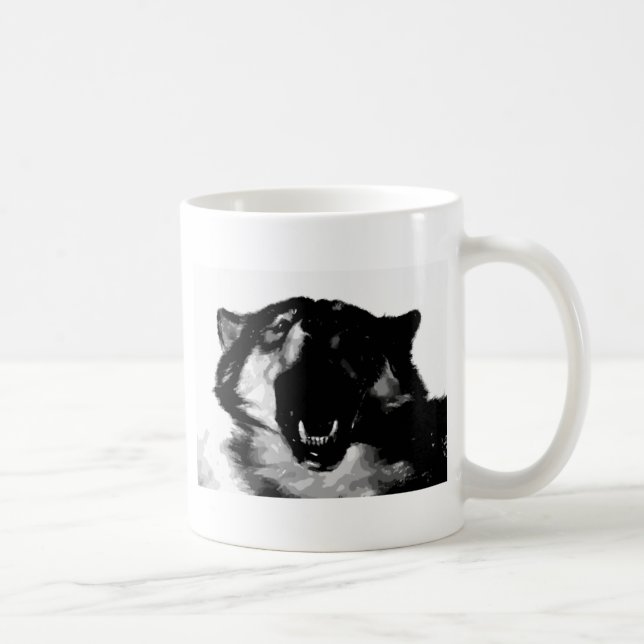 Svartvit Varg Kaffemugg (Höger)