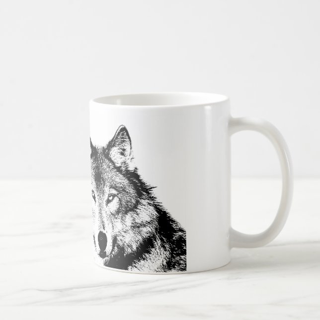 Svartvit Varg Kaffemugg (Höger)