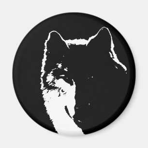 Svartvit Varg Magnet