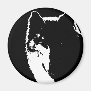 Svartvit Varg Magnet