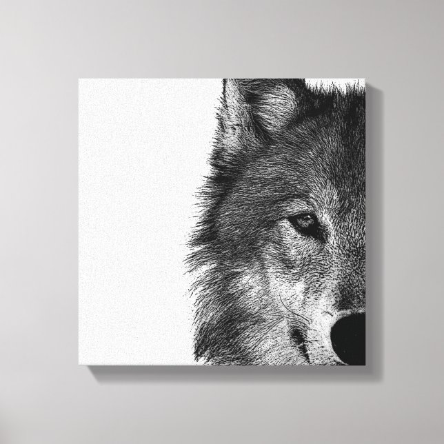 Svartvit Varg Öga Artwork Canvastryck (Framsida)