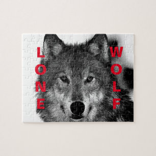 Svartvit Varg Öga Artwork Pussel