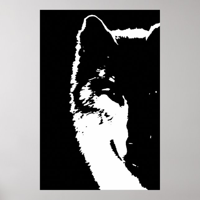 Svartvit Varg Öga-popkonst Poster (Framsidan)