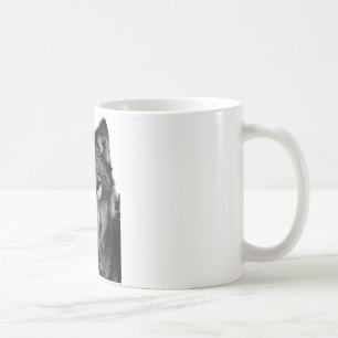 Svartvit Varg Porträtt Kaffemugg
