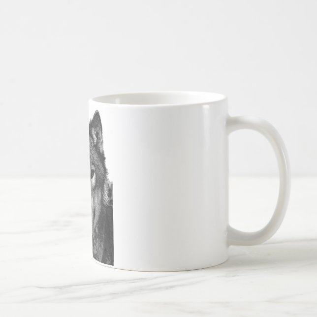 Svartvit Varg Porträtt Kaffemugg (Höger)