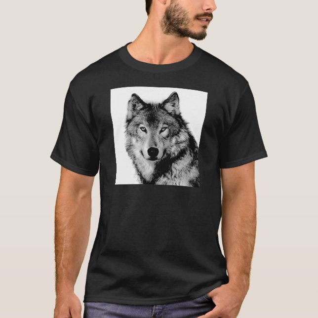 Svartvit Varg T Shirt (Framsida)