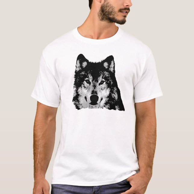 Svartvit Varg Tee (Framsida)