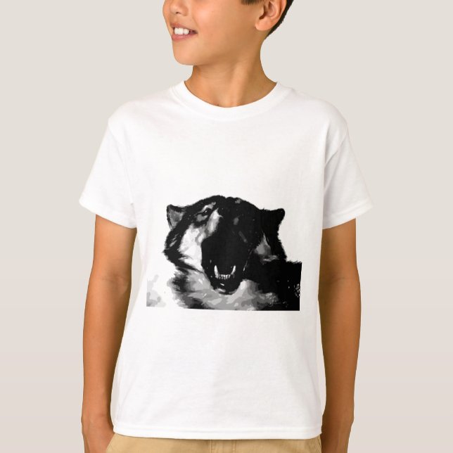 Svartvit Varg Tee Shirt (Framsida)