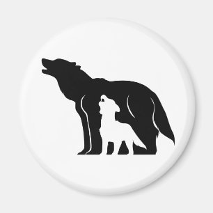 Svartvit Vargar Magnet