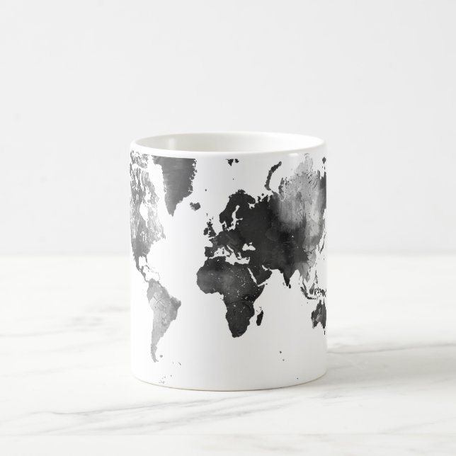 Svartvit VÄRLDSKARTA Kaffemugg (Center)