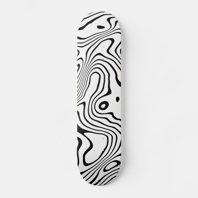 Svartvit Vätskevrol Abstrakt design Mini Skateboard Bräda 18,5 Cm (Framsida)