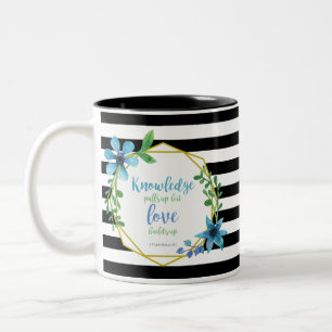 Svartvit vattenfärg, blommigt Kärlek Bibelverse Två-Tonad Mugg