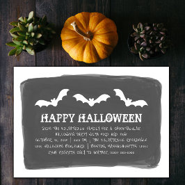 Svartvit vattenfärg, Fladdermöss Halloween fest Inbjudningar