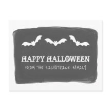 Svartvit vattenfärg Fladdermöss Halloween-vykort