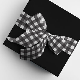 Svartvit vattenfärg Gingham Satin Ribbon