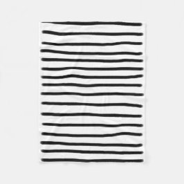 Svartvit vattenfärg Hand plockade Linjer Fleecefilt