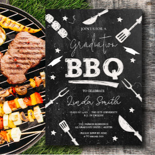 Svartvit vattenfärg Studenten BBQ Inbjudningar