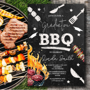 Svartvit vattenfärg Studenten BBQ Inbjudningar