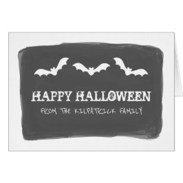 Svartvit vattenfärgsHalloween-Fladdermöss Hälsningskort