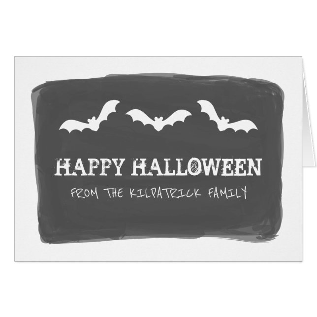 Svartvit vattenfärgsHalloween-Fladdermöss Hälsningskort (Framsidan Horizontal)