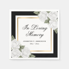 Svartvit vattenfärgsminne för Guld, Blommigt,, beg Pappersservett