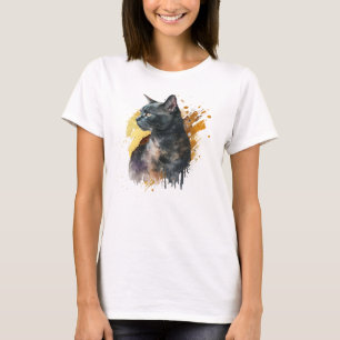 Svartvit vattentätt katt t shirt
