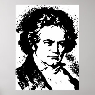 Svartvit vektorkonst för Beethoven Poster