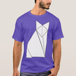 svartvit version av räven med origami t shirt