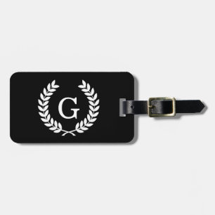 Svartvit vete, Laurel, utandning Monogram Bagagebricka