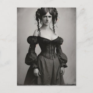 Svartvit Victorian Woman Vykort