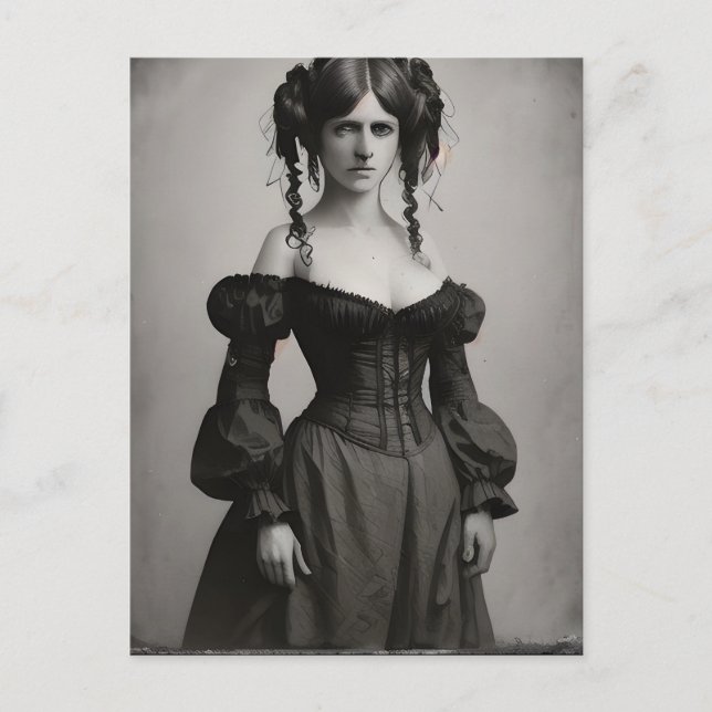 Svartvit Victorian Woman Vykort (Framsida)