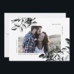 Svartvit Vild Ro Modern Elegance Spara Datumet<br><div class="desc">Ro-bilder av antika vilder i ett modernt svart och vitt ram i förlovningen av ditt landskap vid sidan av elegantens anpassningsbar med plats för mer information på kortets baksida.</div>