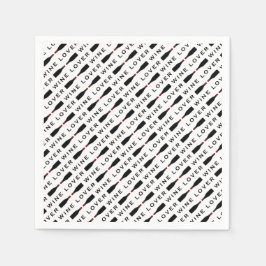 Svartvit Vin Älskare-typografi Mönster Pappersservett