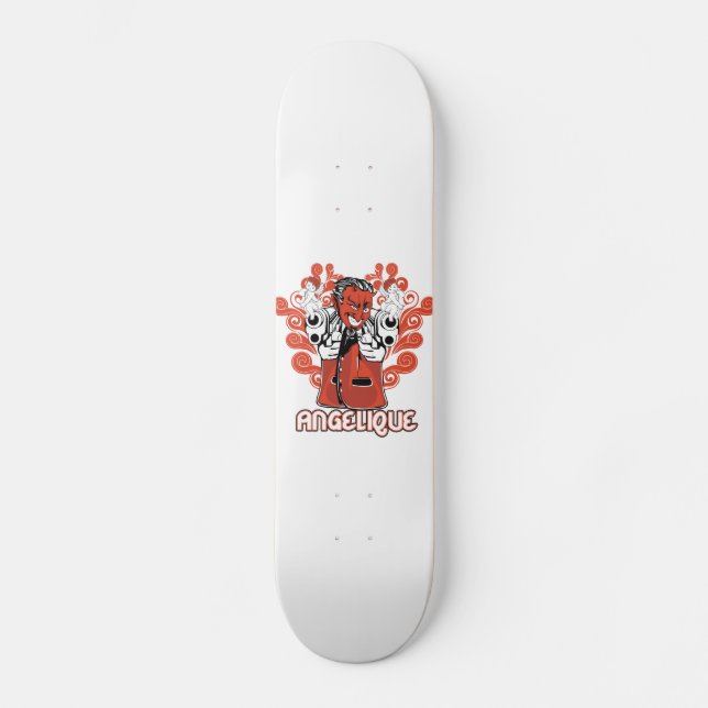 svartvit vinelik mini skateboard bräda 18,5 cm (Framsida)