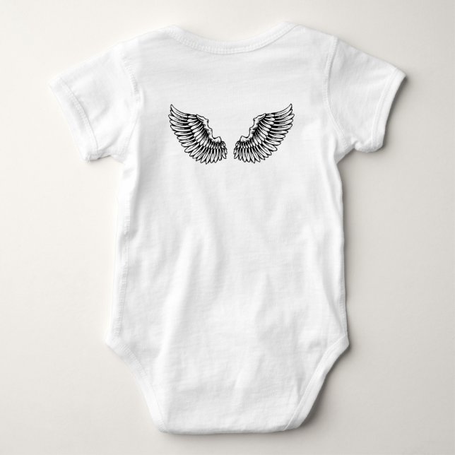 Svartvit Vingar Baby Bodykostym T Shirt (Baksida)