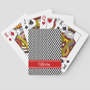 Svartvit Vinkar Retro Mönster med rött band Casinokort